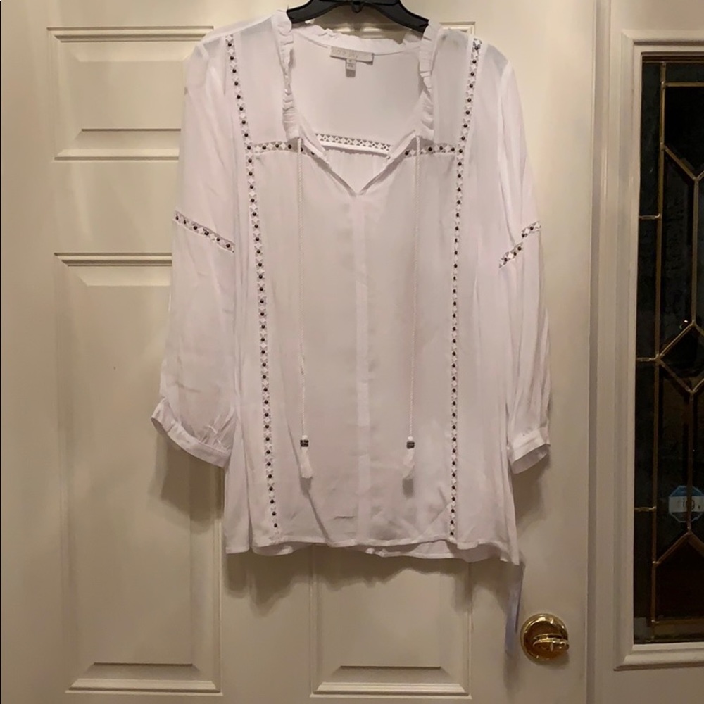 Pale Sky White Blouse